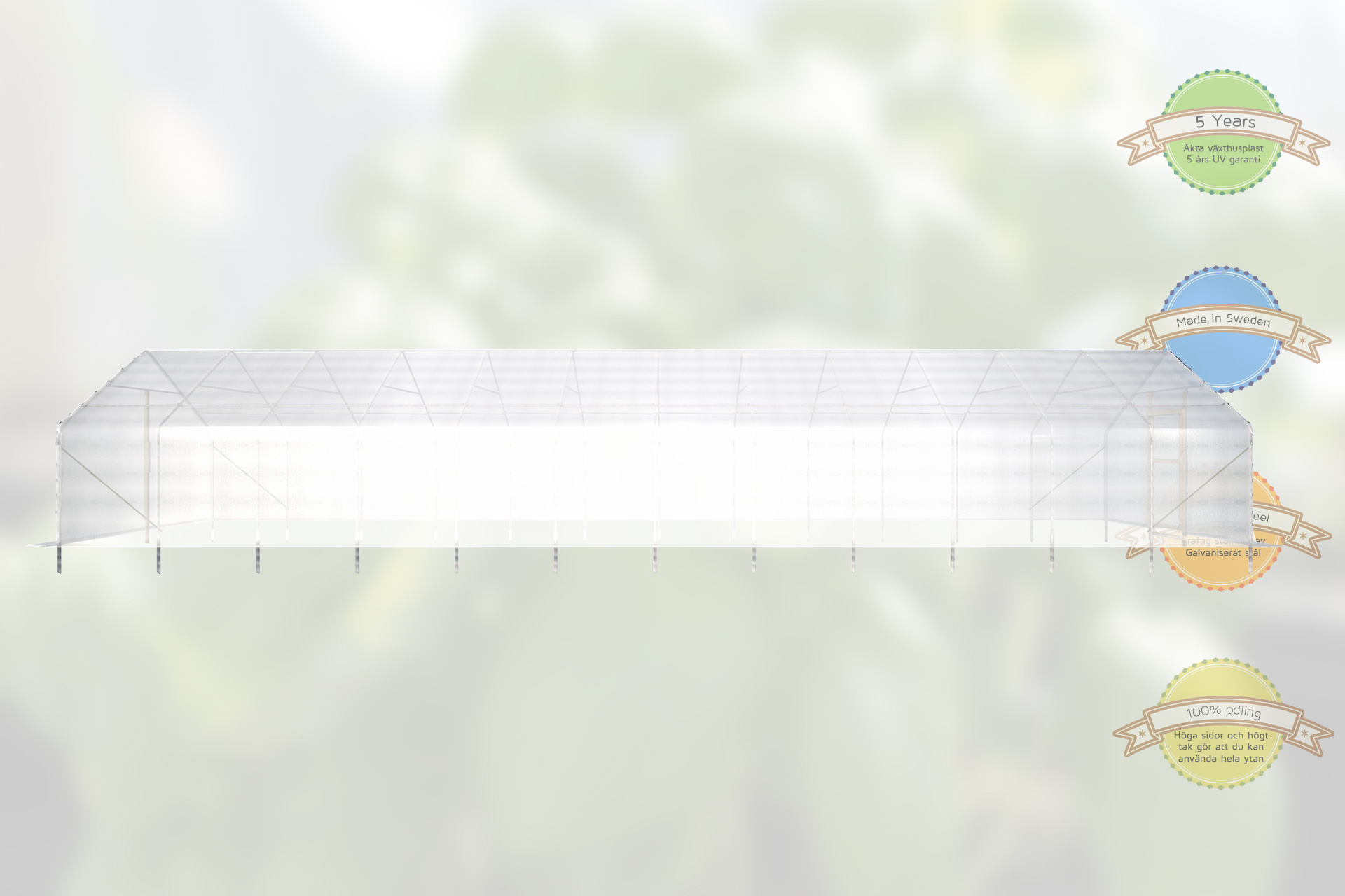 Tunnelväxthus Växa 5 x 18m