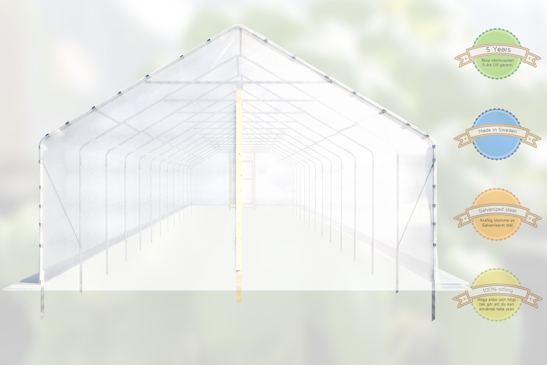 Tunnelväxthus Växa 5 x 18m