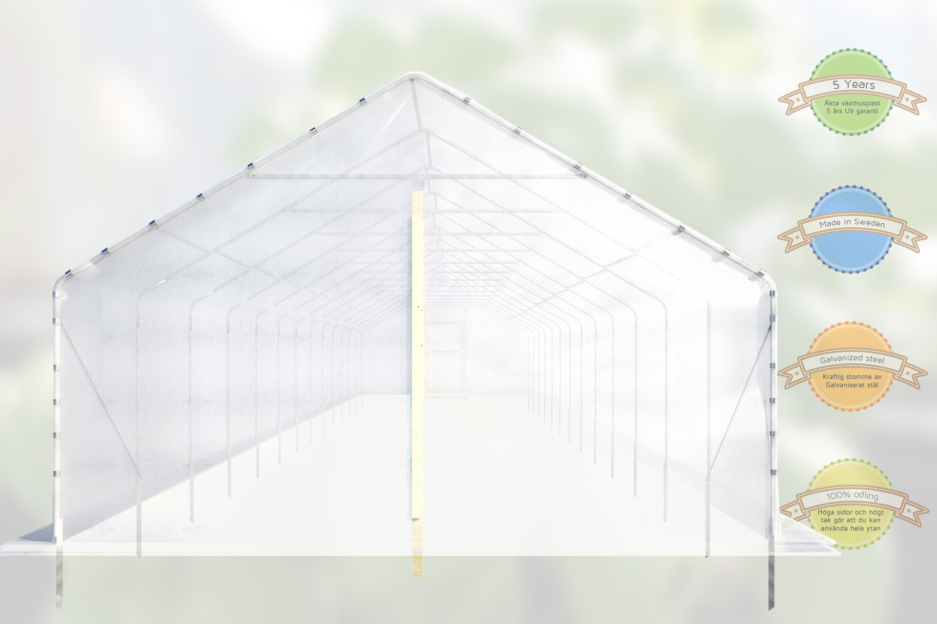 Tunnelväxthus Växa 5 x 19,5m