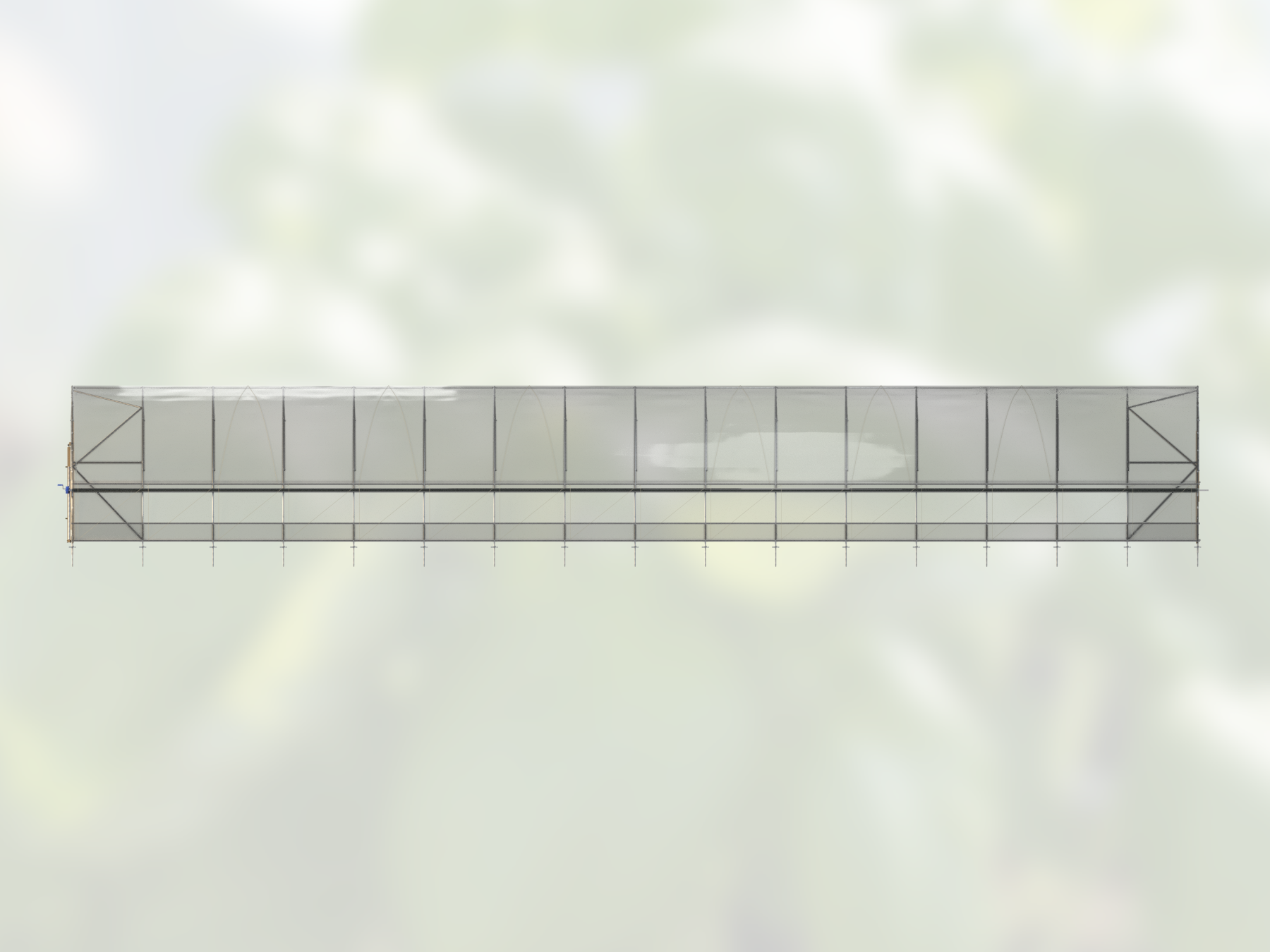 Leva 6,2 × 24 m – vy från långsidan